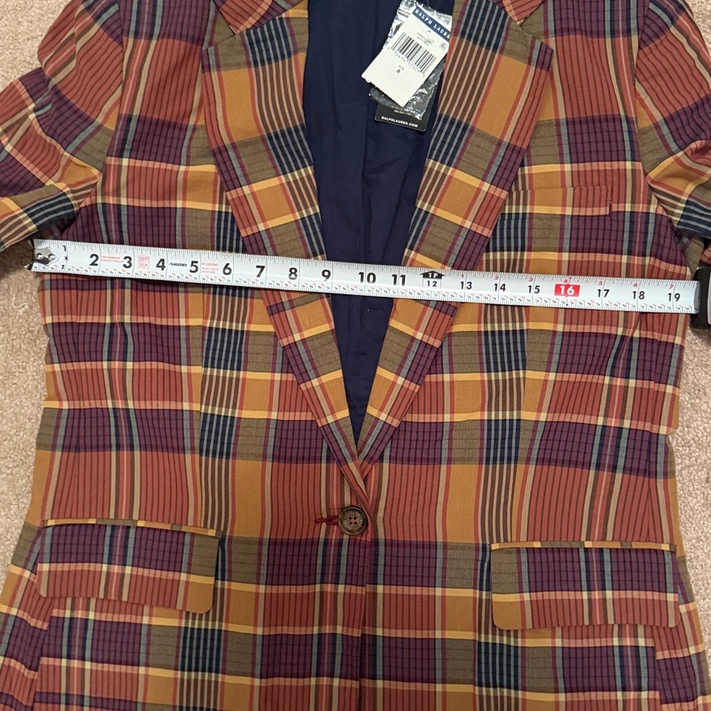 NWT Lauren Ralph Lauren Cotton Madras Blazer - Picture 11 of 11